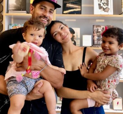Grace Gail with her husband Adam Rodriguez and their daughters Frankie and Georgie